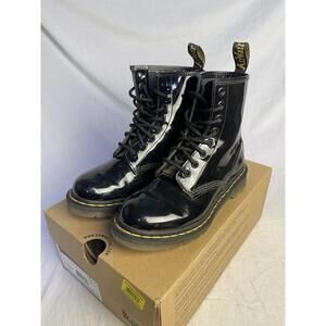 Dr. Martens Womens 1460W Black Patent Lamper Leather Boots Size 6 Grunge Combat